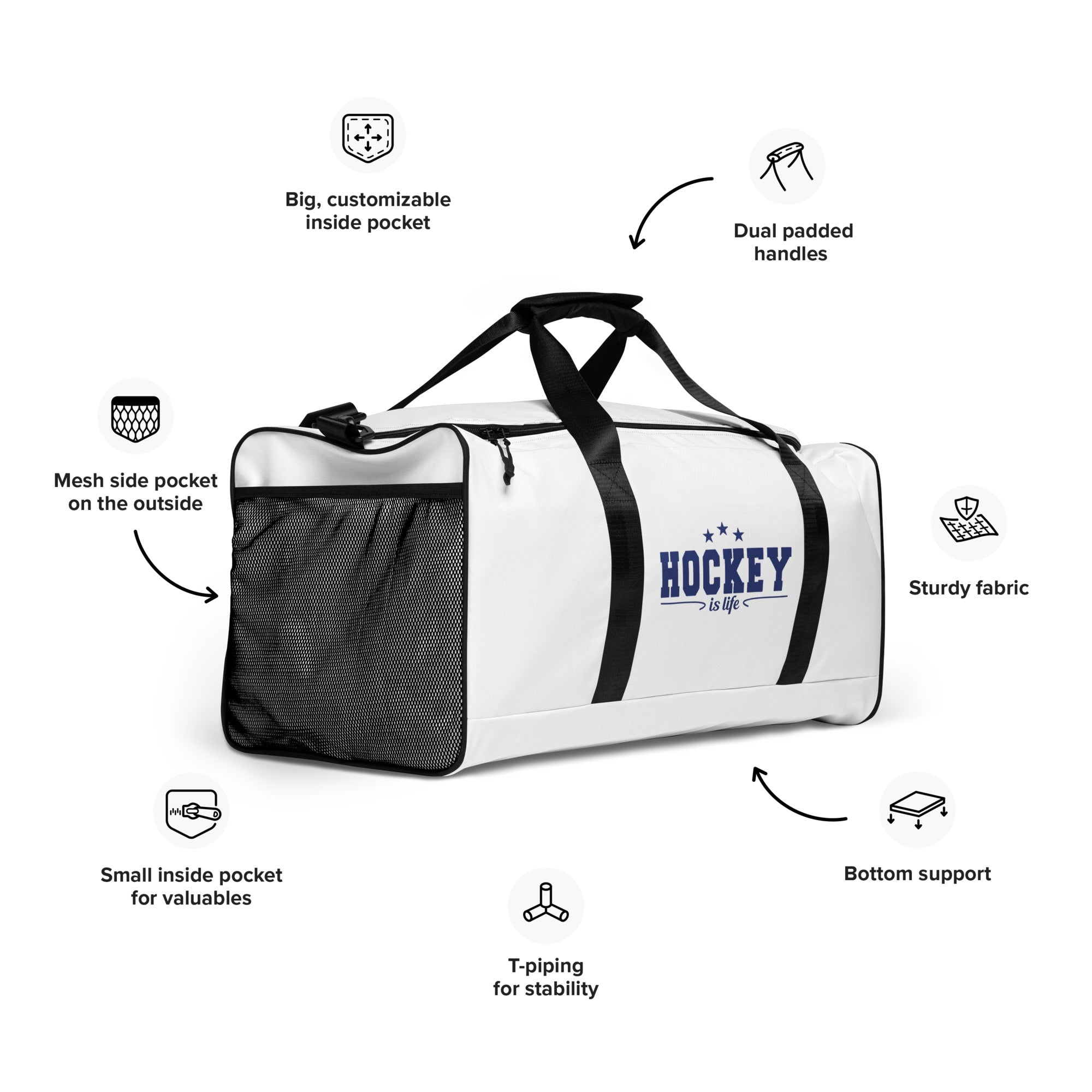 Hockey is Life graphic print Duffle bag